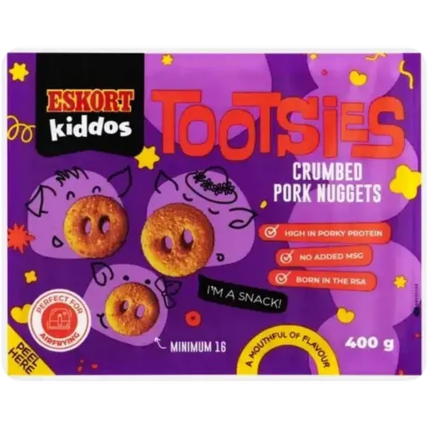 Eskort Kiddos Frozen Tootsies Crumbed Pork Nuggets 400g