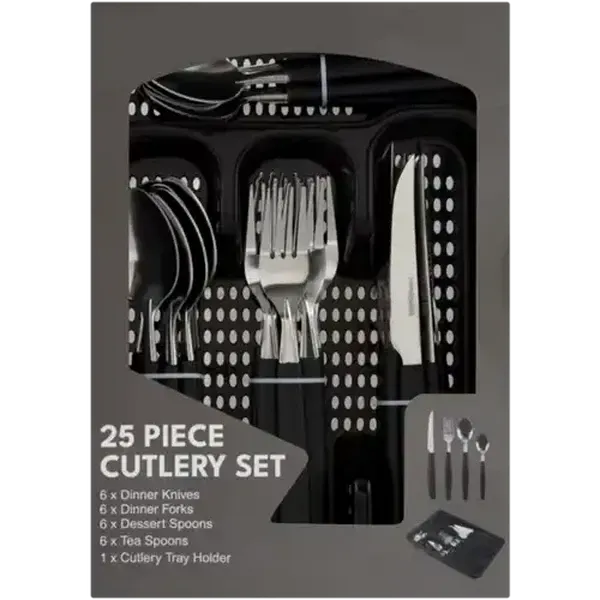 Cutlery Set with Tray 25 Piece