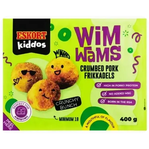 Eskort Kiddos Frozen Wim Wams Crumbed Pork Frikkadels 400g