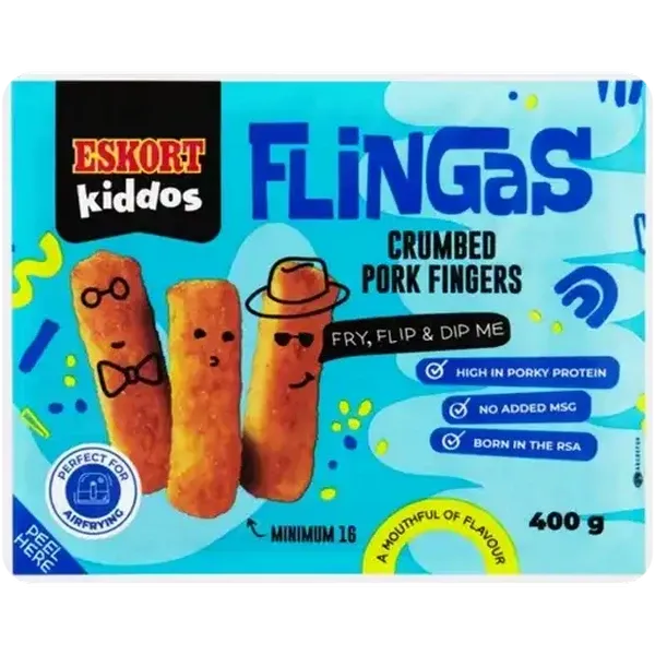 Eskort Kiddos Frozen Flingas Crumbed Pork Fingers 400g