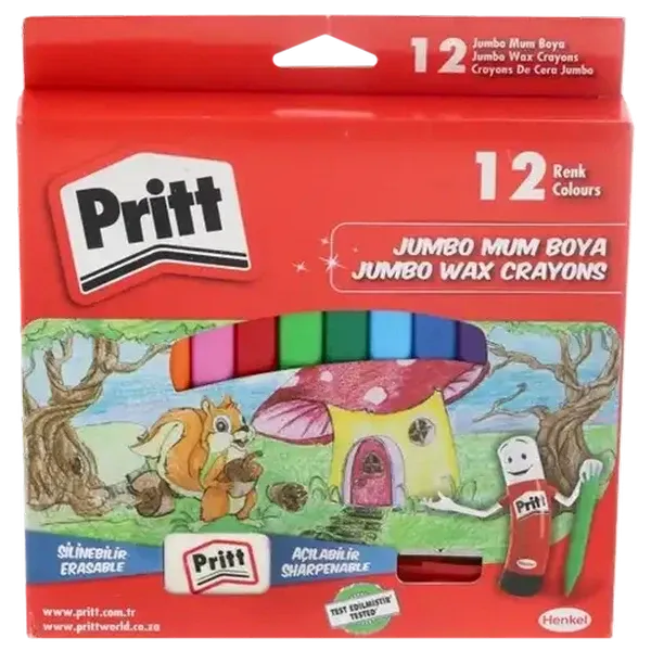 Pritt Jumbo Wax Crayons 12-Pack