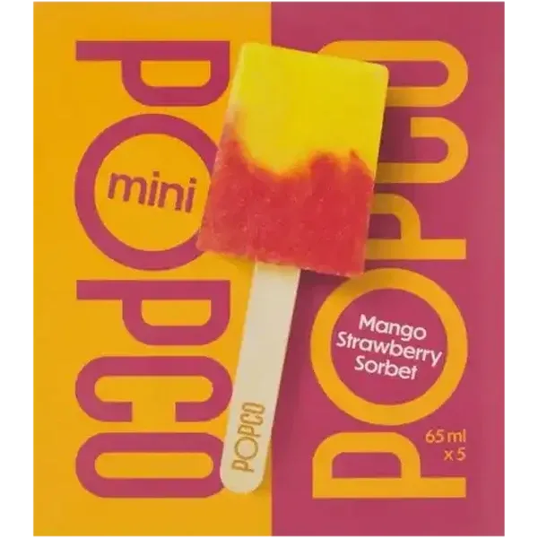POPCO Mango Strawberry Mini Sorbet 5 x 65ml