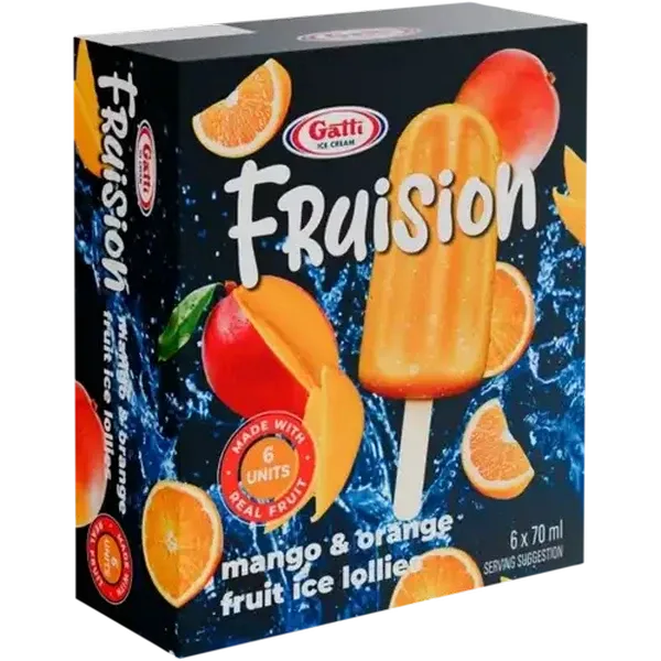 Gatti Ice Cream Fruision Mango & Orange Fruit Ice Lollies 6 x 70ml