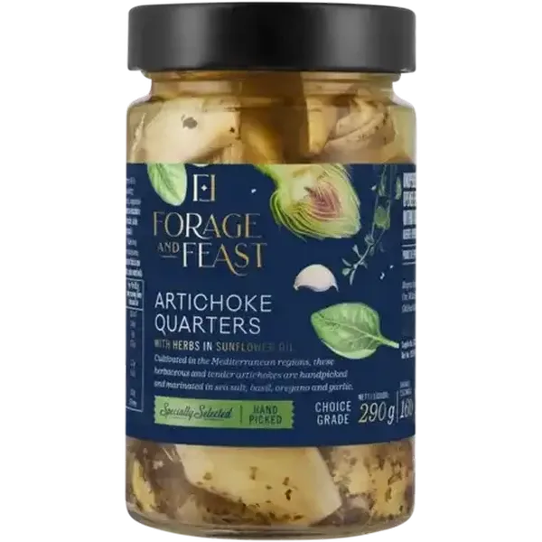 Forage And Feast Artichoke Quarters with Herbs in Sunflower Oil 290ml