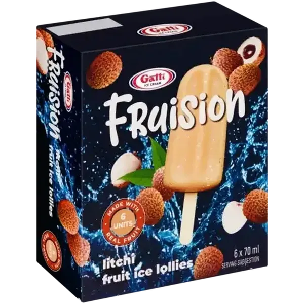 Gatti Ice Cream Fruision Litchi Fruit Ice Lollies 6 x 70ml