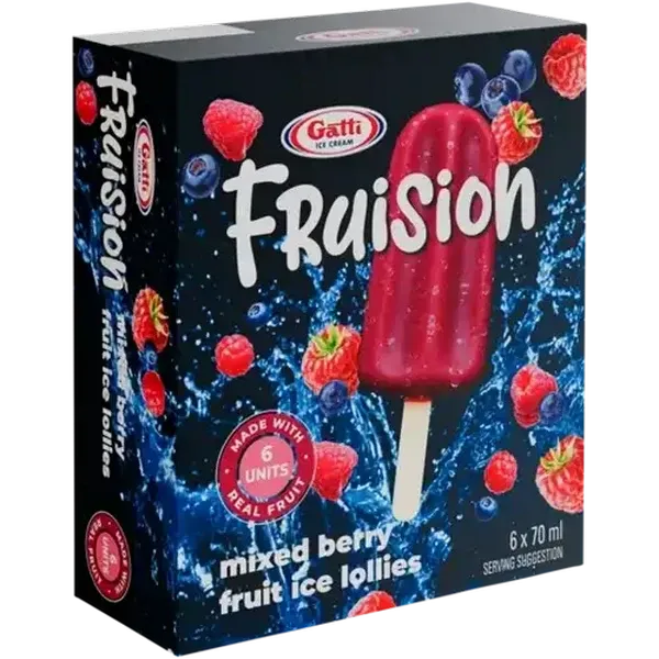 Gatti Ice Cream Fruision Mixed Berry Fruit Ice Lollies 6 x 70ml