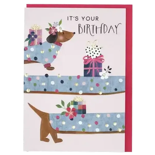 Paper Rose Dottie Garden Sausage Dog It's Your Birthday Card
