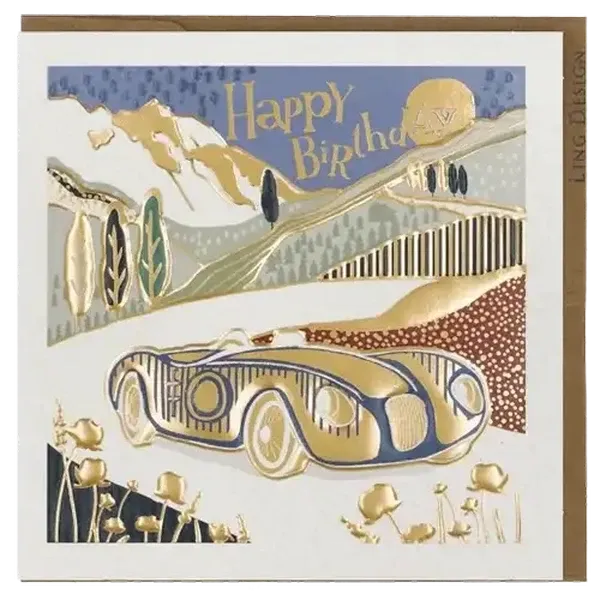 Ling Design Sports Car Happy Birthday Card