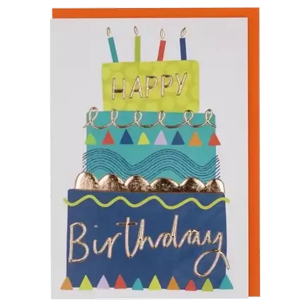 Paper Rose Soda Cake Happy Birthday Card