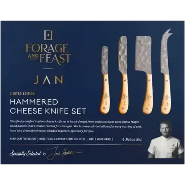 Forage And Feast JAN Limited Edition Hammered Cheese Knife Set 4 Piece