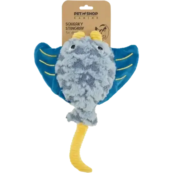 Petshop Canine Squeaky Stingray Plush Dog Toy