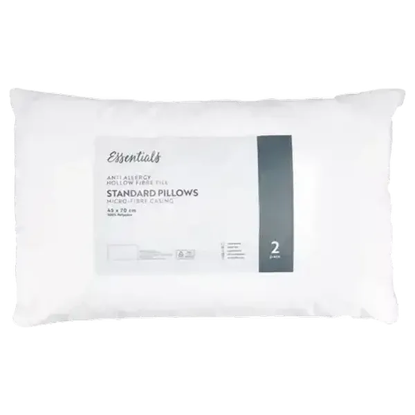 Essentials Anti-Allergy Hollow Fibre Fill Standard Pillows 2-Pack