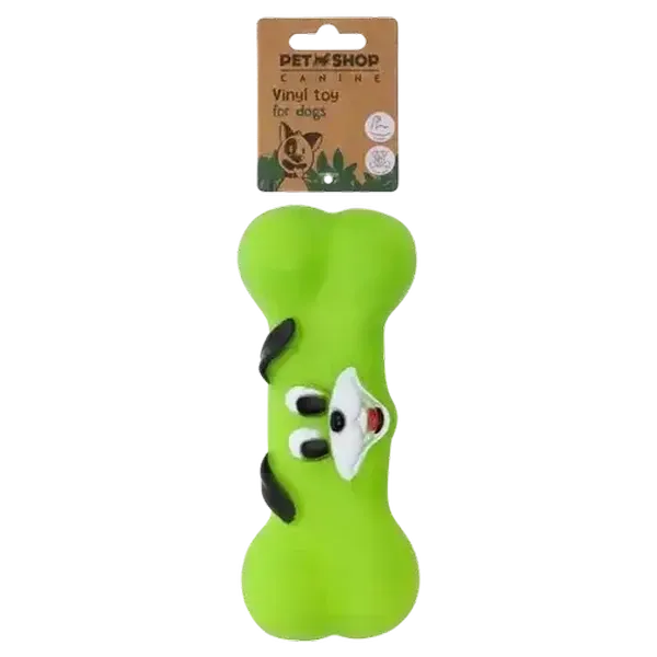 Petshop Green Large Vinyl Emoji Bone Toy for Dogs