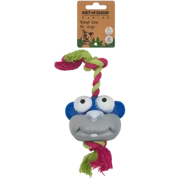 Petshop Canine Blue Rope Emoji Vinyl Chew Toy