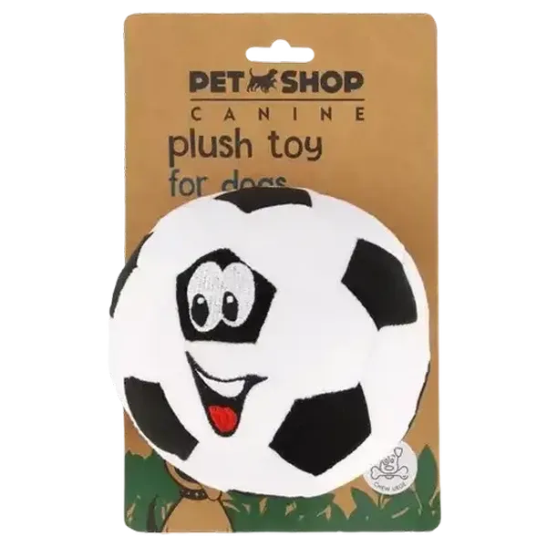 Petshop Black & White Plush Emoji Soccer Ball Toy for Dogs