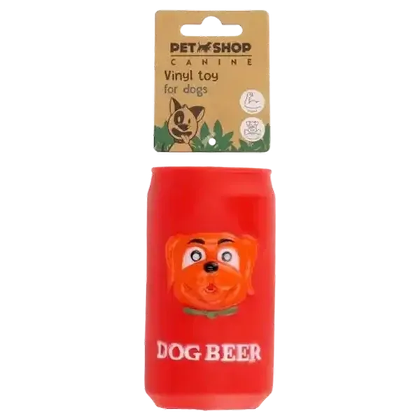 Petshop Red Vinyl Beer Can Toy for Dogs