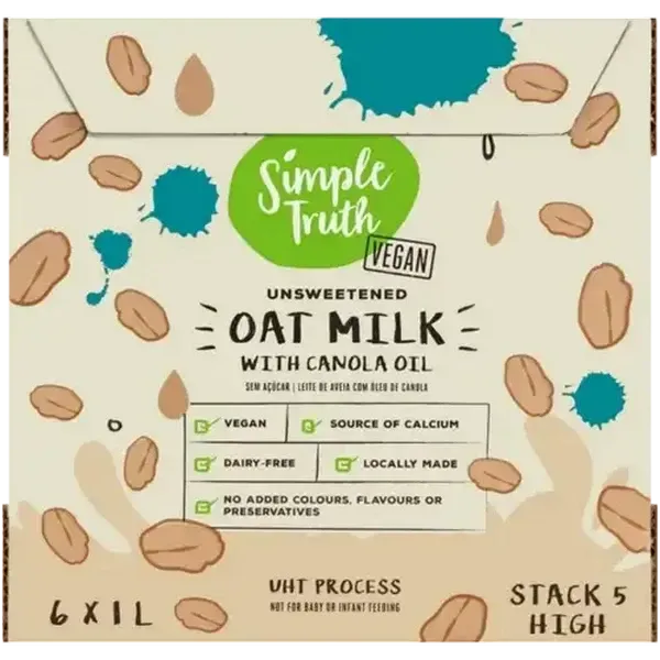 Simple Truth Unsweetened Oat Milk with Canola Oil 6 x 1L
