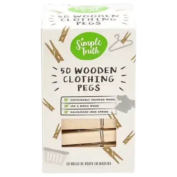 Simple Truth Wooden Clothing Pegs 50-Piece