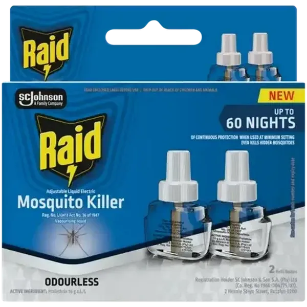 Raid Adjustable Liquid Electric Odourless Mosquito Killer Refill 2 x 44ml