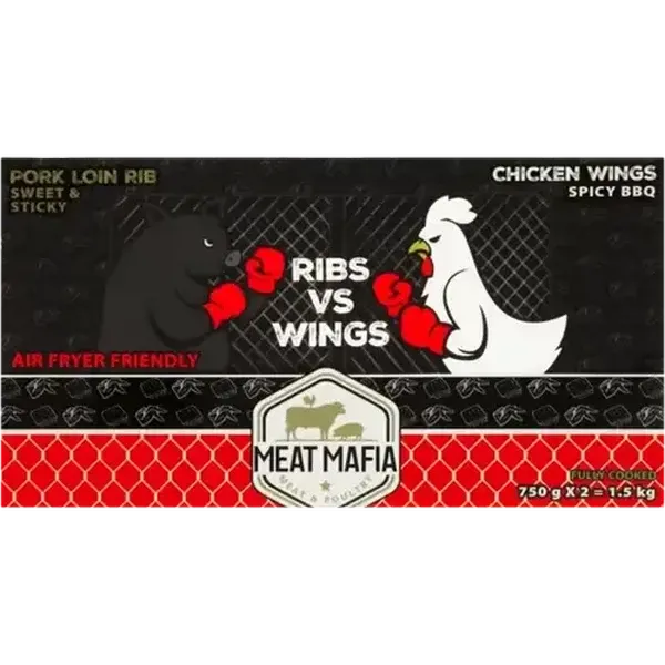 Meat Mafia Sweet & Sticky Pork Loin Rib & Spicy BBQ Chicken Wings 2 x 750g