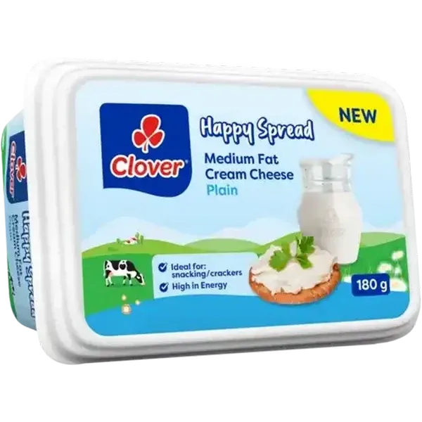 Clover Plain Medium Fat Cream Cheese Happy Spread 180g