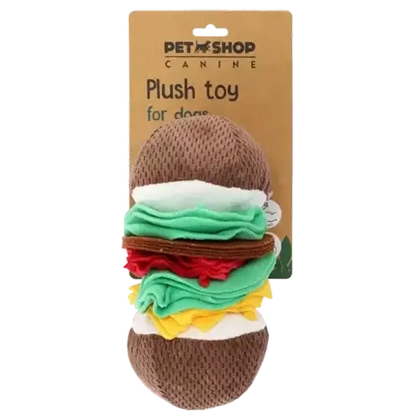 Petshop Brown Plush Burger Toy for Dogs