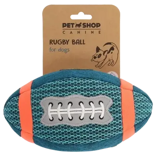Petshop Teal & Orange Rugby Ball Dog Toy