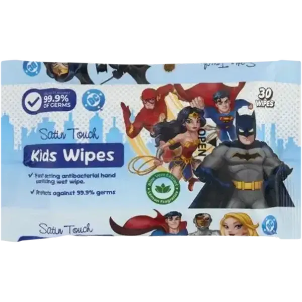Satin Touch Justice League Kids Wipes 30 Pack