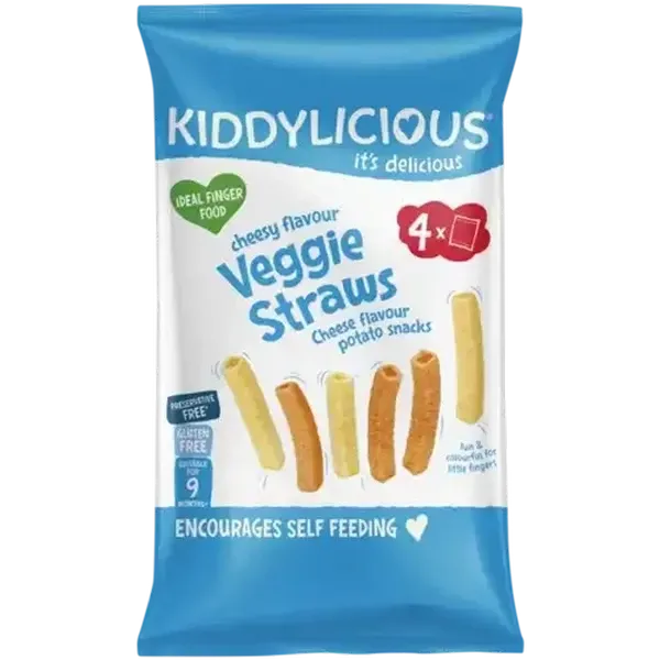 Kiddylicious Cheesy Flavour Veggie Straws 4 x 12g