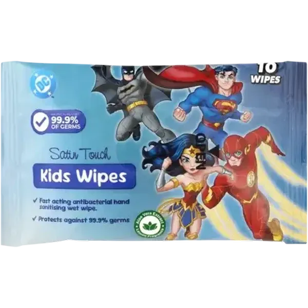 Satin Touch Justice League Kids Wipes 10 Pack