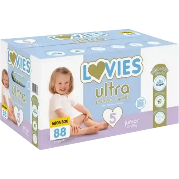 Lovies Ultra Size 5 Premium Disposable Nappies 88-Pack