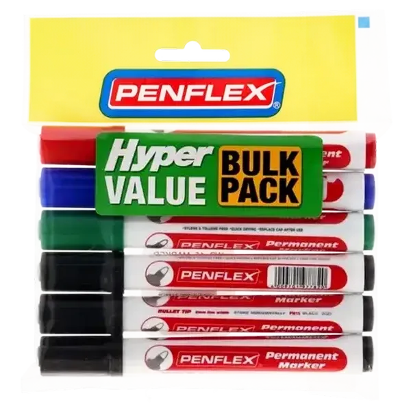 Penxflex Hyper Value Permanent Markers 6-Pack