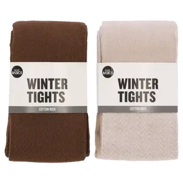 Bare Basics Medium Neutral Ladies Textured Cotton-Rich Winter Tights (Colour May Vary)
