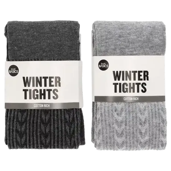 Bare Basics Medium Grey Ladies Cotton-Rich Winter Tights (Colour May Vary)