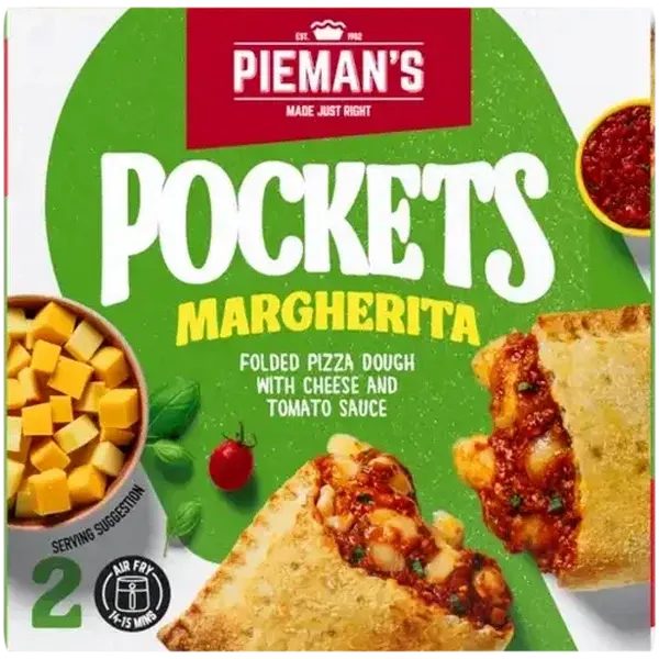 PIEMAN'S Frozen Margherita Pizza Pockets 2 x 130g