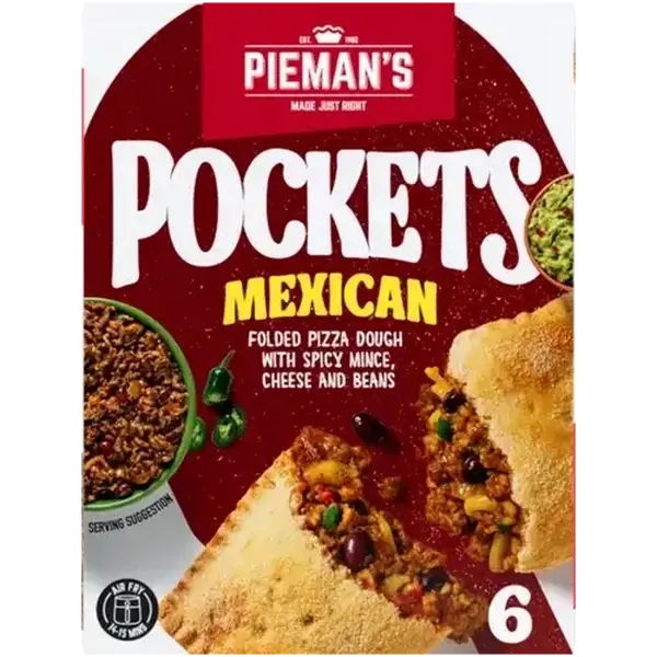 PIEMAN'S Frozen Mexican Pizza Pockets 6 x 130g