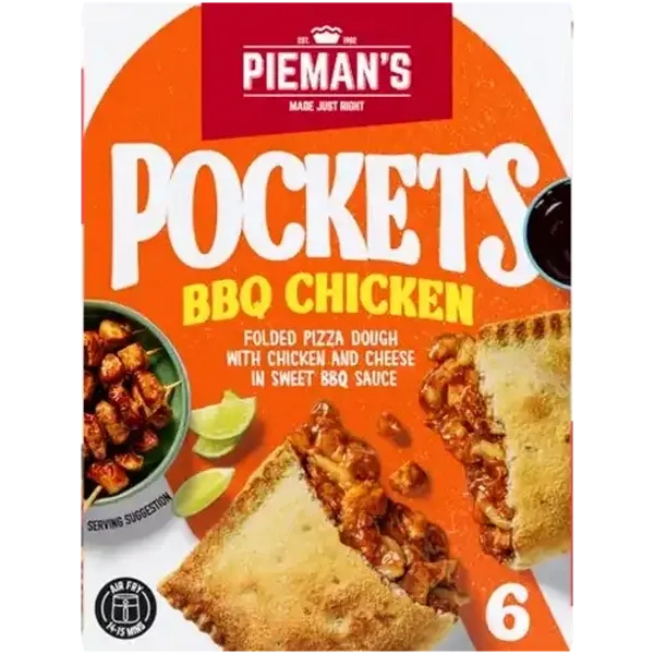 PIEMAN'S Frozen BBQ Chicken Pizza Pockets 6 x 130g