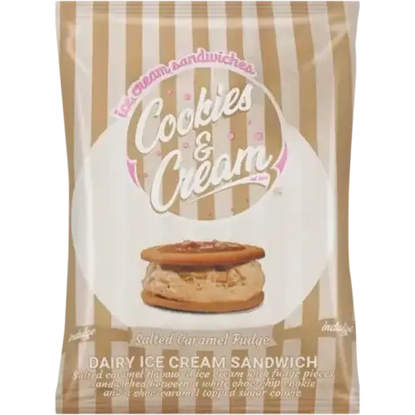 Cookies & Cream Salted Caramel Fudge Dairy Ice Cream Sandwich 152g