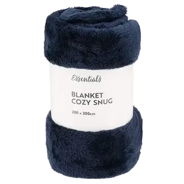 Essentials Navy Cozy Snug Blanket 200 x 200cm