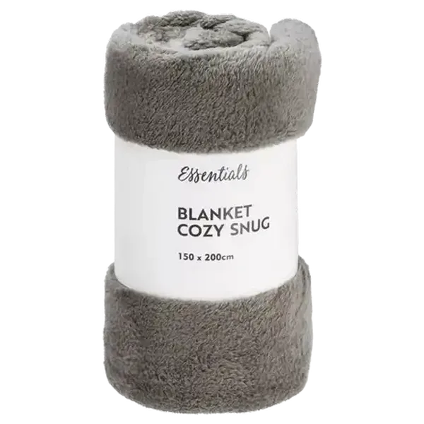 Essentials Grey Cozy Snug Blanket 150 x 200cm