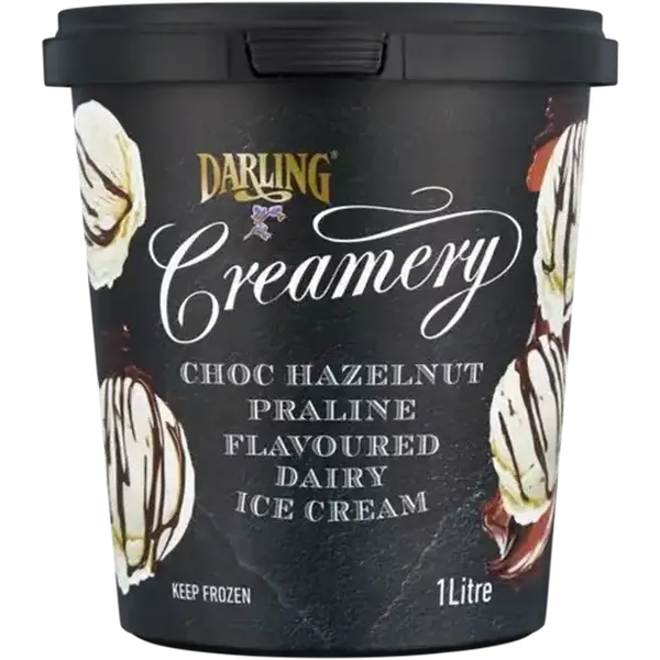 Darling Creamery Choc Hazelnut Praline Flavoured Dairy Ice Cream 1L