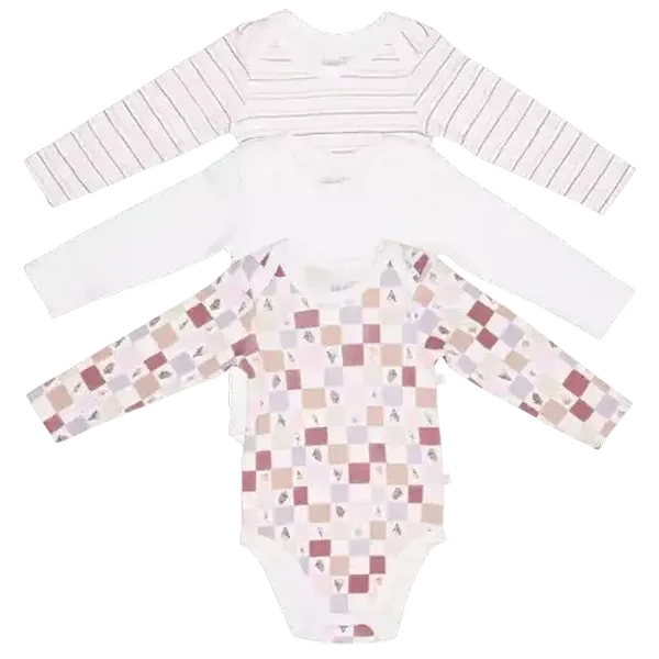 Jolly Tots Flower Long Sleeve Vests 3 - 6 Months 3-Pack