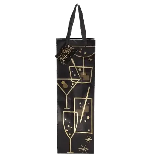 Glasses Black Printed Bottle Gift Bag