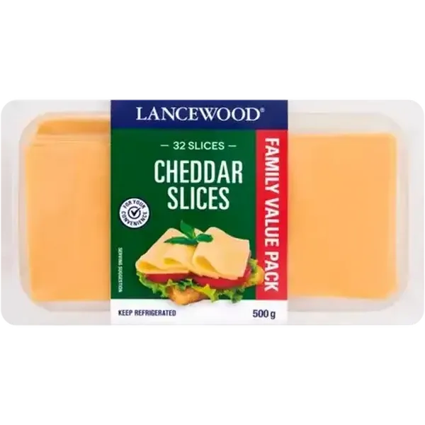 LANCEWOOD Cheddar Cheese Slices 32 Pack