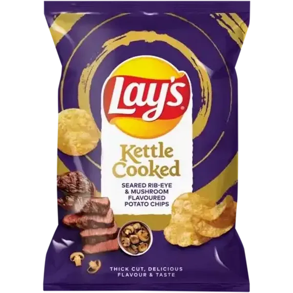 Lay's Kettle Cooked Seared Rib-Eye & Mushroom Flavoured Potato Chips 120g