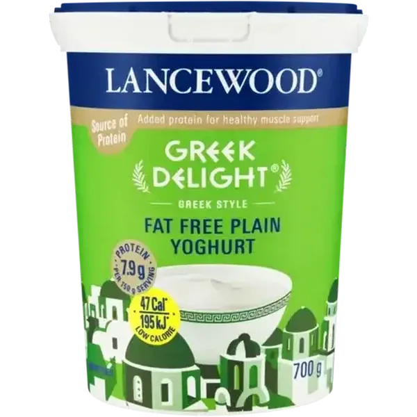 LANCEWOOD Greek Delight Fat Free Plain Yoghurt 700g