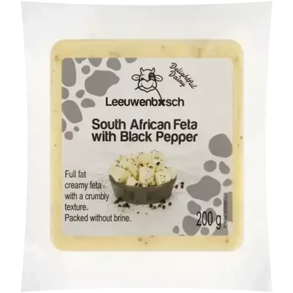 Leeuwenbosch Full Fat South African Feta with Black Pepper 200g