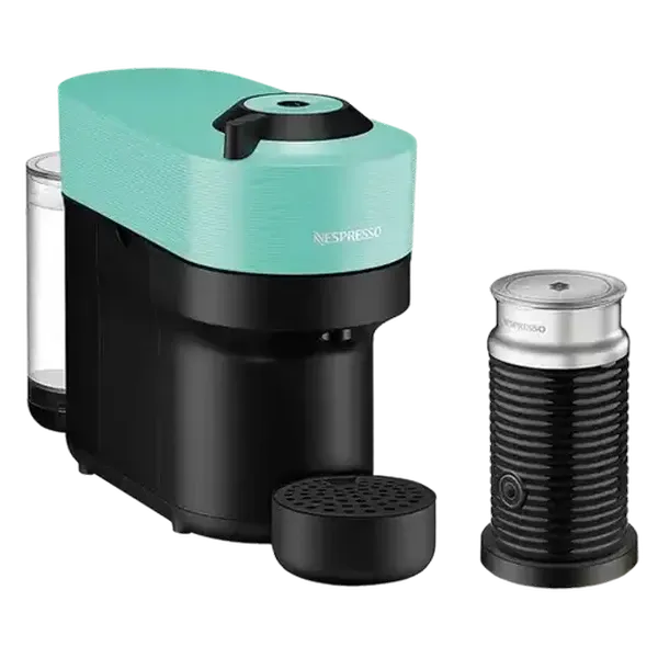 Nespresso Vertuo Pop Aqua Mint Coffee Machine with Nespresso Aeroccino 3 Milk Frother 1500W