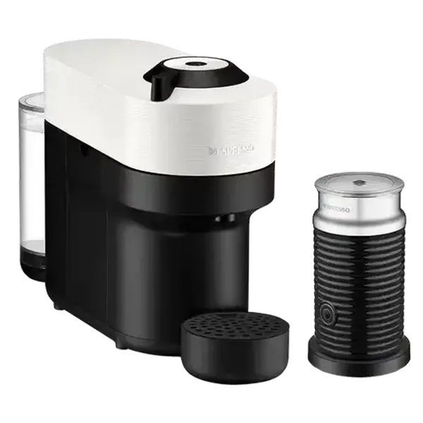 Nespresso Vertuo Pop Coconut White Coffee Machine with Nespresso Aeroccino 3 Milk Frother 1500W