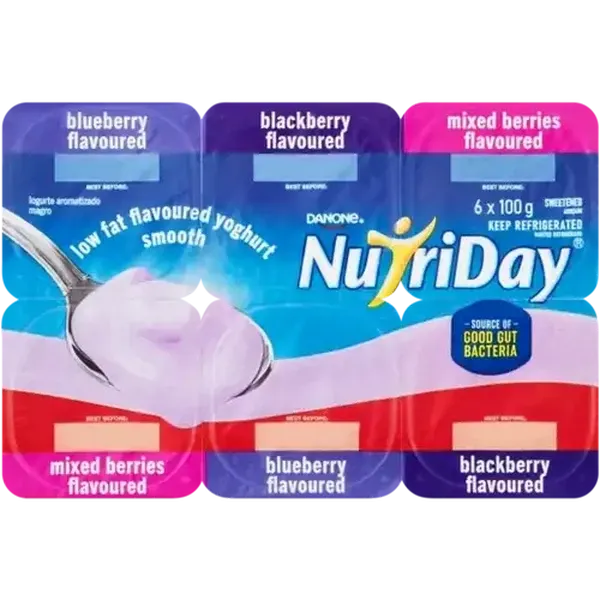 Danone NutriDay Assorted Low Fat Smooth Yoghurt 6 x 100g